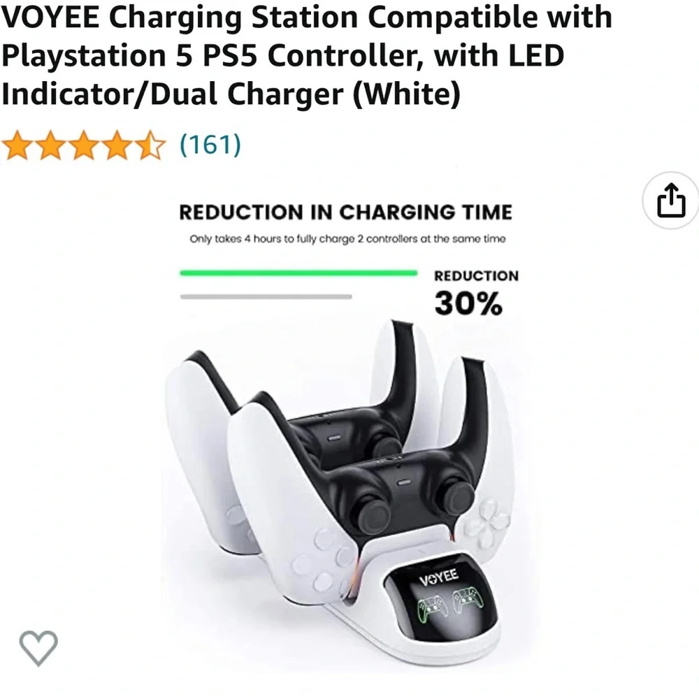 VOYEE Charging Station Compatible with Playstation 5 PS5 Controller
